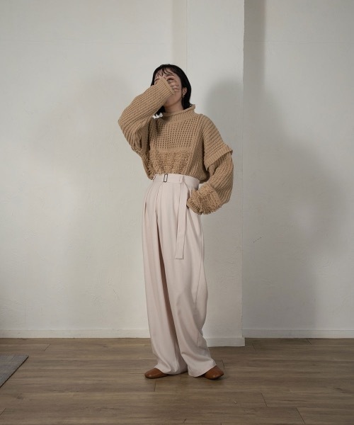 lawgy(ラウジー)の「loop yarn part knit(ニット/セーター・レディース・ブラック/ベージュ・FREE)」の20枚目の写真