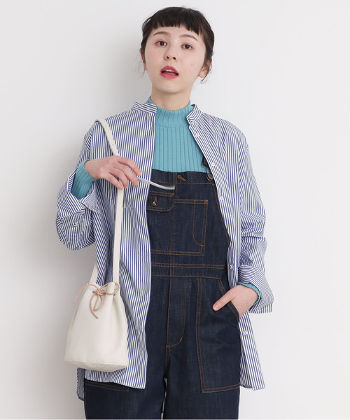 CHILD WOMAN（チャイルドウーマン）の「シュリンクレザー 巾着ショルダーBAG（ショルダーバッグ・レディース・サックスブルー/アイボリー・FREE）」の7枚目の写真