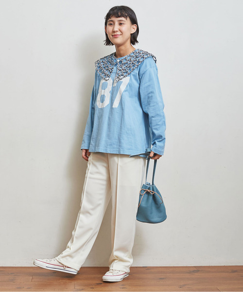 CHILD WOMAN（チャイルドウーマン）の「シュリンクレザー 巾着ショルダーBAG（ショルダーバッグ・レディース・サックスブルー/アイボリー・FREE）」の10枚目の写真