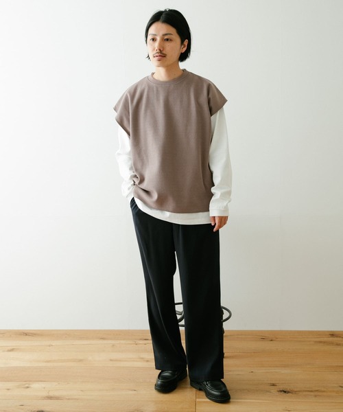 ITEMS URBANRESEARCH（アイテムズ アーバンリサーチ）の「ハニカムワッフルベスト アンサンブル(セットアイテム)（Tシャツ/カットソー・メンズ・グレー/ベージュ/ブラック・MEDIUM/LARGE）」の9枚目の写真