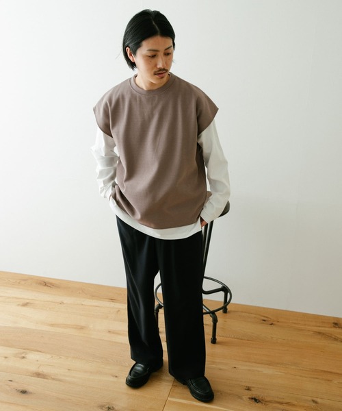 ITEMS URBANRESEARCH（アイテムズ アーバンリサーチ）の「ハニカムワッフルベスト アンサンブル(セットアイテム)（Tシャツ/カットソー・メンズ・グレー/ベージュ/ブラック・MEDIUM/LARGE）」の10枚目の写真