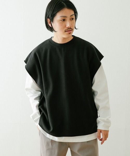 ITEMS URBANRESEARCH（アイテムズ アーバンリサーチ）の「ハニカムワッフルベスト アンサンブル(セットアイテム)（Tシャツ/カットソー・メンズ・グレー/ベージュ/ブラック・MEDIUM/LARGE）」の11枚目の写真