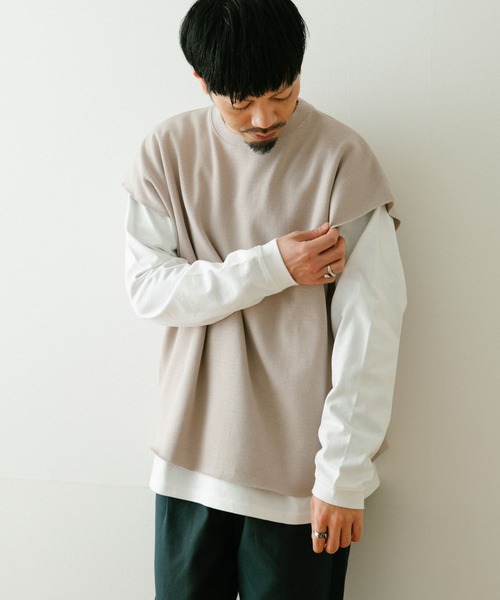ITEMS URBANRESEARCH（アイテムズ アーバンリサーチ）の「ハニカムワッフルベスト アンサンブル(セットアイテム)（Tシャツ/カットソー・メンズ・グレー/ベージュ/ブラック・MEDIUM/LARGE）」の13枚目の写真