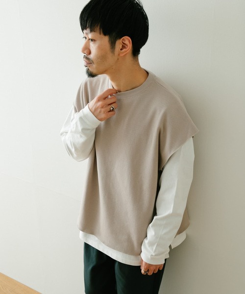 ITEMS URBANRESEARCH（アイテムズ アーバンリサーチ）の「ハニカムワッフルベスト アンサンブル(セットアイテム)（Tシャツ/カットソー・メンズ・グレー/ベージュ/ブラック・MEDIUM/LARGE）」の14枚目の写真