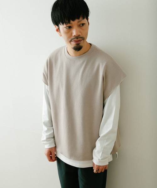 ITEMS URBANRESEARCH（アイテムズ アーバンリサーチ）の「ハニカムワッフルベスト アンサンブル(セットアイテム)（Tシャツ/カットソー・メンズ・グレー/ベージュ/ブラック・MEDIUM/LARGE）」の15枚目の写真