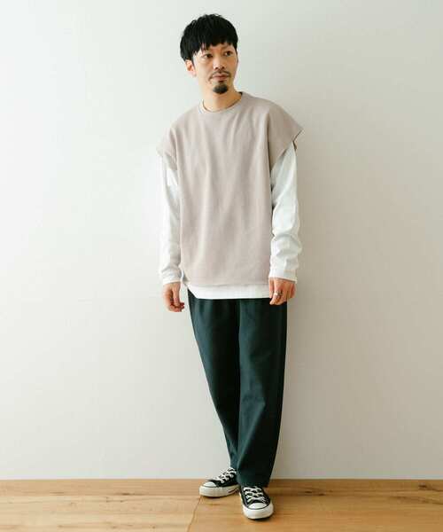 ITEMS URBANRESEARCH（アイテムズ アーバンリサーチ）の「ハニカムワッフルベスト アンサンブル(セットアイテム)（Tシャツ/カットソー・メンズ・グレー/ベージュ/ブラック・MEDIUM/LARGE）」の16枚目の写真