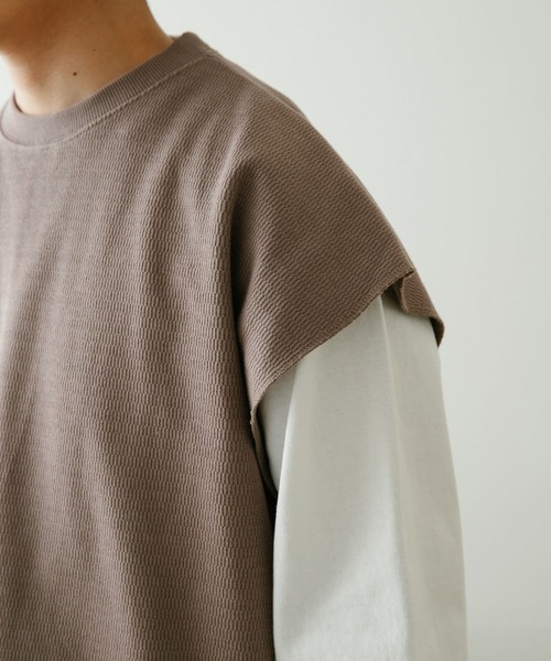 ITEMS URBANRESEARCH（アイテムズ アーバンリサーチ）の「ハニカムワッフルベスト アンサンブル(セットアイテム)（Tシャツ/カットソー・メンズ・グレー/ベージュ/ブラック・MEDIUM/LARGE）」の18枚目の写真