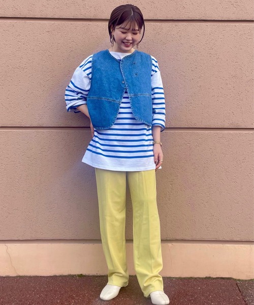 パネルボーダーバスクロングスリーブTシャツ