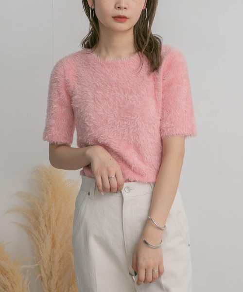 KBF（ケイビーエフ）の「フェザーヤーンセパレートニット（ニット/セーター・レディース・イエロー/ピンク/グレー・ONE）」の3枚目の写真