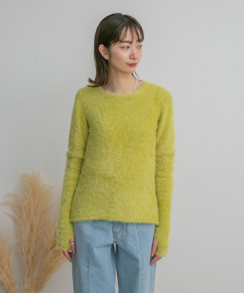 KBF（ケイビーエフ）の「フェザーヤーンセパレートニット（ニット/セーター・レディース・イエロー/ピンク/グレー・ONE）」の10枚目の写真