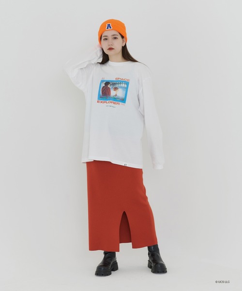 Tina Jojunプリント付き長袖Tシャツ スタープリント リブロンT TINA：JOJUN（Tシャツ/カットソー