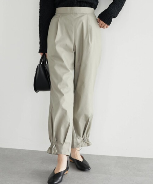 Green　Parks（グリーンパークス）の「裾ドロストデザインパンツ（その他パンツ・レディース・チャコールグレー/ブラウン/グレイッシュベージュ・FREE）」の3枚目の写真