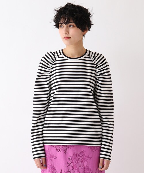 OPAQUE.CLIP（オペークドットクリップ）の「◆【C】ギャザーラグランスリーブカットソー（Tシャツ/カットソー・レディース・ブラック系2/ホワイト系/グリーン系その他4・36/40/38/34）」の4枚目の写真