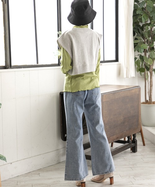 RETRO GIRL（レトロガール）の「ロゴ裏毛ショートベスト（ベスト・レディース・ブルー/グリーン/ライトグレー・FREE）」の6枚目の写真