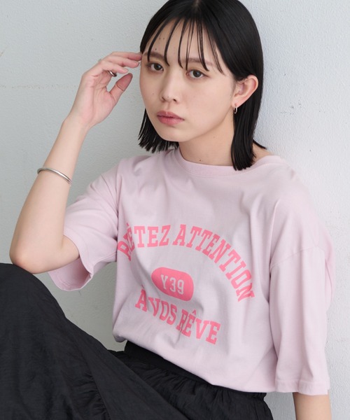 Aunt Marie's（アントマリーズ）の「カレッジロゴT (アソート)（Tシャツ/カットソー・レディース・ホワイト/チャコールグレー/ネイビー/ピンク/ホワイト系その他・FREE）」の17枚目の写真