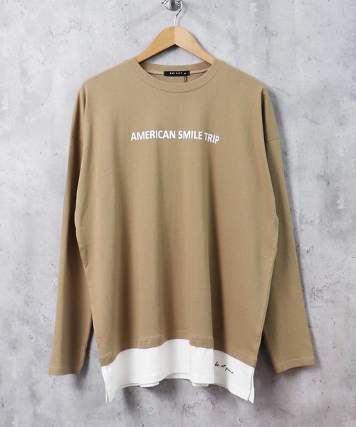 SHISKY(シスキー)の「フェイクレイヤード ビッグ ロンT(Tシャツ/カットソー・メンズ・チャコール/杢グレー/ライトグリーン系/ブルー/ベージュ/ミント/ネイビー/ネイビー系/ベージュ系/グリーン/ブラック・L/XL/M)」の1枚目の写真