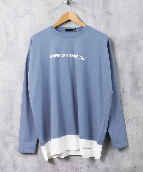 SHISKY(シスキー)の「フェイクレイヤード ビッグ ロンT(Tシャツ/カットソー・メンズ・チャコール/杢グレー/ライトグリーン系/ブルー/ベージュ/ミント/ネイビー/ネイビー系/ベージュ系/グリーン/ブラック・L/XL/M)」の10枚目の写真