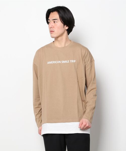 SHISKY(シスキー)の「フェイクレイヤード ビッグ ロンT(Tシャツ/カットソー・メンズ・チャコール/杢グレー/ライトグリーン系/ブルー/ベージュ/ミント/ネイビー/ネイビー系/ベージュ系/グリーン/ブラック・L/XL/M)」の15枚目の写真