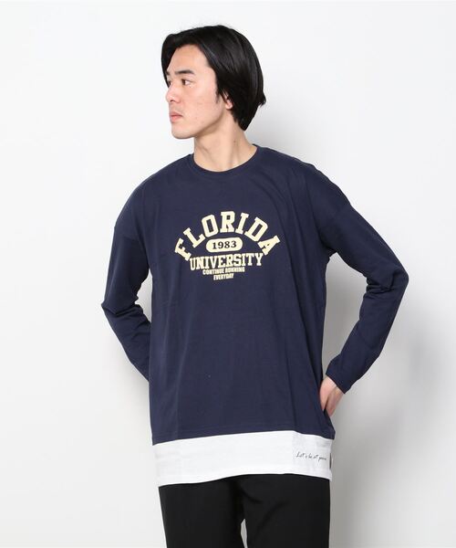 SHISKY(シスキー)の「フェイクレイヤード ビッグ ロンT(Tシャツ/カットソー・メンズ・チャコール/杢グレー/ライトグリーン系/ブルー/ベージュ/ミント/ネイビー/ネイビー系/ベージュ系/グリーン/ブラック・L/XL/M)」の20枚目の写真