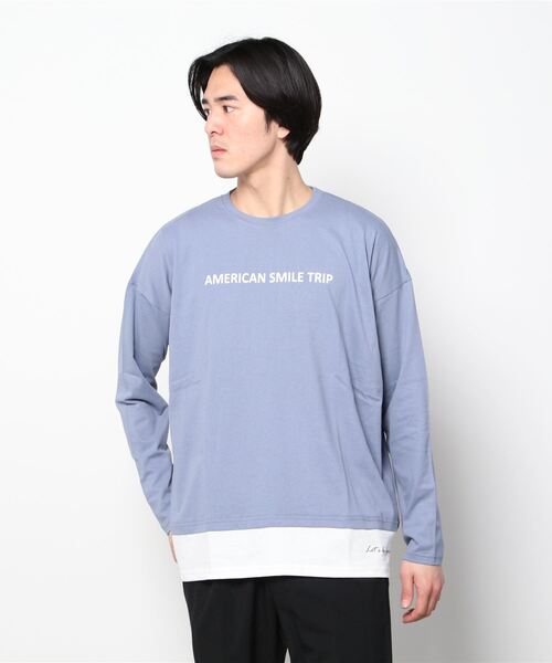 SHISKY(シスキー)の「フェイクレイヤード ビッグ ロンT(Tシャツ/カットソー・メンズ・チャコール/杢グレー/ライトグリーン系/ブルー/ベージュ/ミント/ネイビー/ネイビー系/ベージュ系/グリーン/ブラック・L/XL/M)」の21枚目の写真