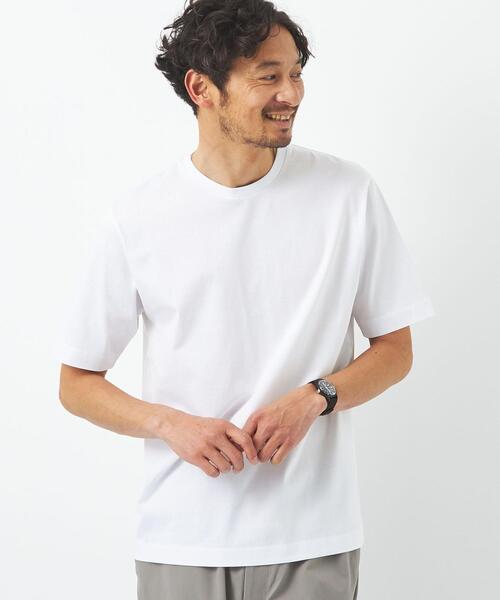 green label relaxing（グリーンレーベルリラクシング）の「オーガニッククリア クルーネック 半袖 カットソー OVLG（Tシャツ/カットソー・メンズ・ホワイト/ライトグレー/ダークグリーン/ネイビー・S/M/L/XL/XXL）」の2枚目の写真