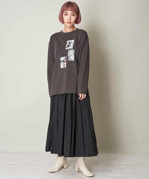 A de a.v.v（アードアー・ヴェ・ヴェ）の「フォトプリントTシャツ（Tシャツ/カットソー・レディース・ホワイト/チャコールグレー・38/36）」の5枚目の写真