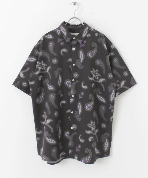 SENSE OF PLACE by URBAN RESEARCH（センスオブプレイスバイアーバンリサーチ）の「ペイズリーリネンライクレギュラーカラーシャツ（シャツ/ブラウス・メンズ・チャコールグレー/ベージュ/アイボリー・LARGE/MEDIUM）」の3枚目の写真