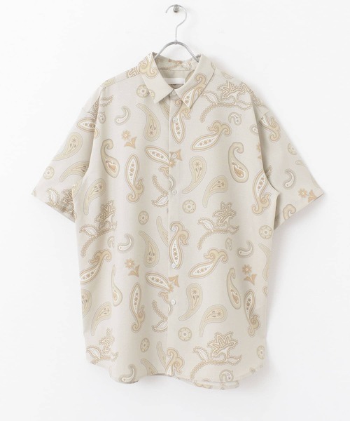 SENSE OF PLACE by URBAN RESEARCH（センスオブプレイスバイアーバンリサーチ）の「ペイズリーリネンライクレギュラーカラーシャツ（シャツ/ブラウス・メンズ・チャコールグレー/ベージュ/アイボリー・LARGE/MEDIUM）」の2枚目の写真