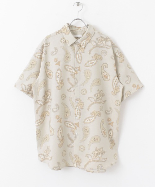 SENSE OF PLACE by URBAN RESEARCH（センスオブプレイスバイアーバンリサーチ）の「ペイズリーリネンライクレギュラーカラーシャツ（シャツ/ブラウス・メンズ・チャコールグレー/ベージュ/アイボリー・LARGE/MEDIUM）」の5枚目の写真