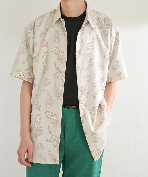 SENSE OF PLACE by URBAN RESEARCH（センスオブプレイスバイアーバンリサーチ）の「ペイズリーリネンライクレギュラーカラーシャツ（シャツ/ブラウス・メンズ・チャコールグレー/ベージュ/アイボリー・LARGE/MEDIUM）」の20枚目の写真