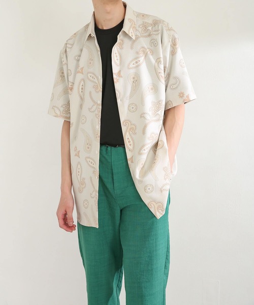 SENSE OF PLACE by URBAN RESEARCH（センスオブプレイスバイアーバンリサーチ）の「ペイズリーリネンライクレギュラーカラーシャツ（シャツ/ブラウス・メンズ・チャコールグレー/ベージュ/アイボリー・LARGE/MEDIUM）」の21枚目の写真