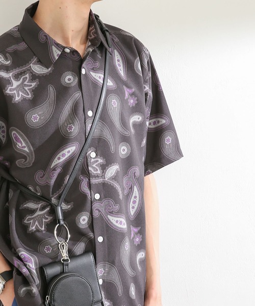 SENSE OF PLACE by URBAN RESEARCH（センスオブプレイスバイアーバンリサーチ）の「ペイズリーリネンライクレギュラーカラーシャツ（シャツ/ブラウス・メンズ・チャコールグレー/ベージュ/アイボリー・LARGE/MEDIUM）」の12枚目の写真
