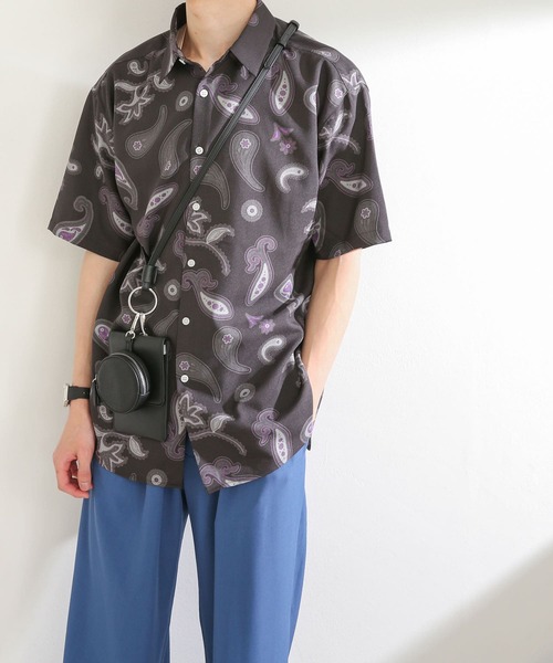 SENSE OF PLACE by URBAN RESEARCH（センスオブプレイスバイアーバンリサーチ）の「ペイズリーリネンライクレギュラーカラーシャツ（シャツ/ブラウス・メンズ・チャコールグレー/ベージュ/アイボリー・LARGE/MEDIUM）」の14枚目の写真