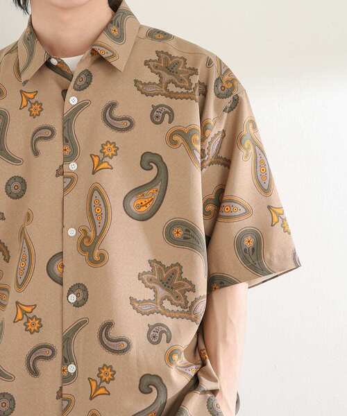 SENSE OF PLACE by URBAN RESEARCH（センスオブプレイスバイアーバンリサーチ）の「ペイズリーリネンライクレギュラーカラーシャツ（シャツ/ブラウス・メンズ・チャコールグレー/ベージュ/アイボリー・LARGE/MEDIUM）」の19枚目の写真