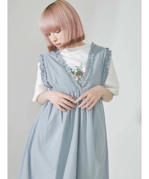 merry jenny（メリージェニー）の「フリルコットンワンピース（ワンピース・レディース・オフホワイト/ブラック/ブルー・FREE）」の10枚目の写真