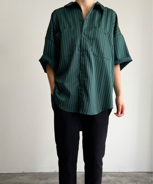 THE TWENTYSEVEN(ザ トゥエンティーセブン)の「The TWENTYSEVEN:CTN PIN STRIPE WORK SHIRTS S/S ピンストワークシャツショートスリーブ(シャツ/ブラウス・レディース・ホワイト/グレイッシュベージュ/チャコールグレー/グリーン・L/M/XL)」の11枚目の写真