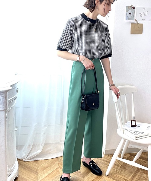 classicalelf(クラシカルエルフ)の「空前のレトロブーム。袖ぽわん、半袖ジャガードニットソー(Tシャツ/カットソー・レディース・ブラック/ブラウン/オリーブ/ブルー・MEDIUM/LARGE/X-LARGE)」の6枚目の写真
