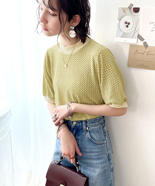 classicalelf(クラシカルエルフ)の「空前のレトロブーム。袖ぽわん、半袖ジャガードニットソー(Tシャツ/カットソー・レディース・ブラック/ブラウン/オリーブ/ブルー・MEDIUM/LARGE/X-LARGE)」の14枚目の写真