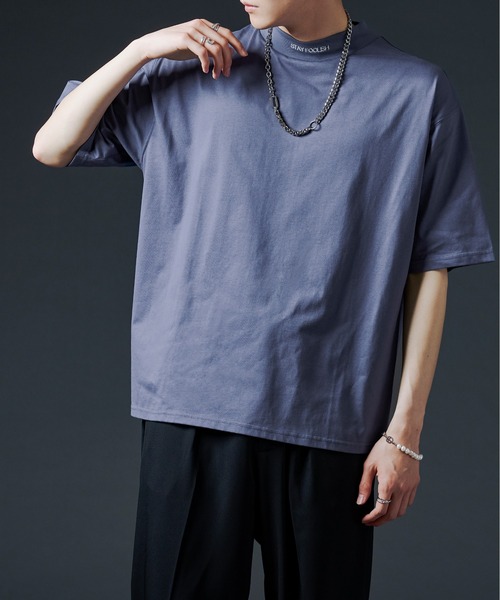 Ellno Loset(エルノロゼット)の「モックネックシシュウTシャツ(Tシャツ/カットソー・メンズ・ブラック/オフホワイト/ダークブルー・MEDIUM/LARGE)」の4枚目の写真