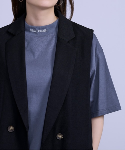 Ellno Loset(エルノロゼット)の「モックネックシシュウTシャツ(Tシャツ/カットソー・メンズ・ブラック/オフホワイト/ダークブルー・MEDIUM/LARGE)」の17枚目の写真