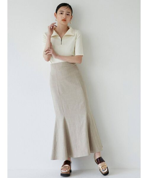 MURUA（ムルーア）の「ハーフジップタイトテレコトップス（ポロシャツ・レディース・ホワイト/ブラック/ベージュ/グリーン・FREE）」の21枚目の写真