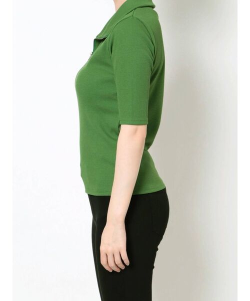 MURUA（ムルーア）の「ハーフジップタイトテレコトップス（ポロシャツ・レディース・ホワイト/ブラック/ベージュ/グリーン・FREE）」の19枚目の写真