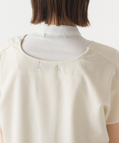 OMNES（オムネス）の「製品洗いレイヤードシャツフレンチスリーブワンピース（ワンピース・レディース・ブラック/ベージュ/オレンジ/アイボリー・FREE）」の7枚目の写真