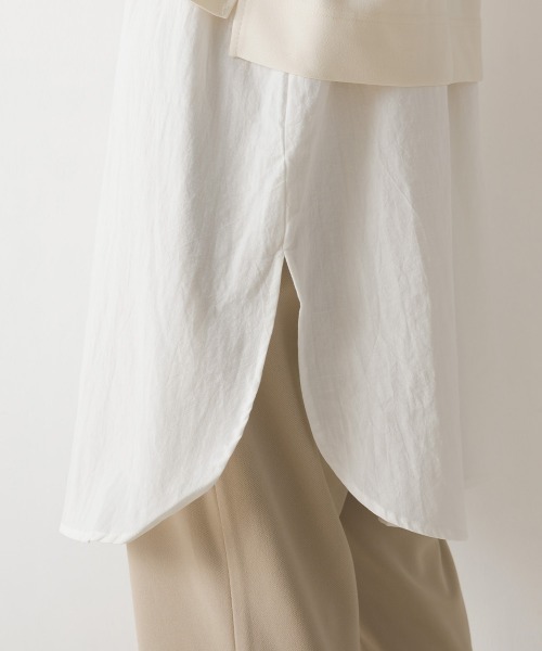 OMNES（オムネス）の「製品洗いレイヤードシャツフレンチスリーブワンピース（ワンピース・レディース・ブラック/ベージュ/オレンジ/アイボリー・FREE）」の8枚目の写真