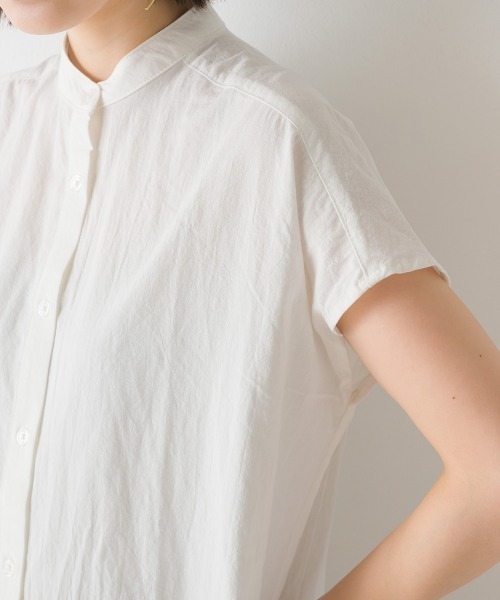 OMNES（オムネス）の「製品洗いレイヤードシャツフレンチスリーブワンピース（ワンピース・レディース・ブラック/ベージュ/オレンジ/アイボリー・FREE）」の10枚目の写真