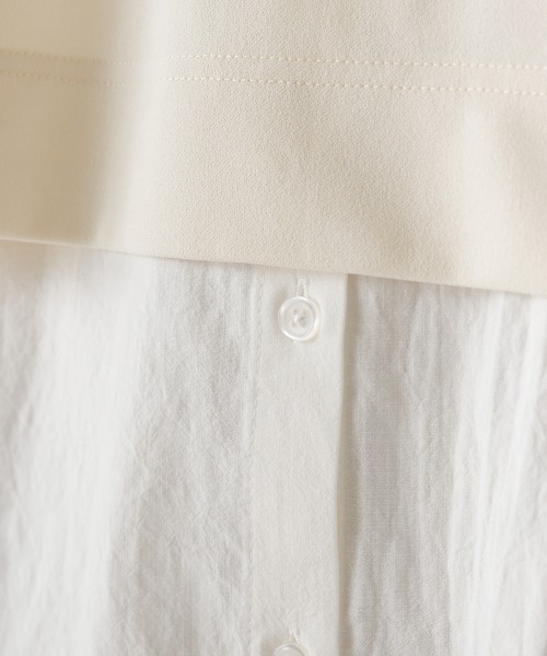 OMNES（オムネス）の「製品洗いレイヤードシャツフレンチスリーブワンピース（ワンピース・レディース・ブラック/ベージュ/オレンジ/アイボリー・FREE）」の14枚目の写真