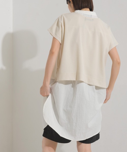 OMNES（オムネス）の「製品洗いレイヤードシャツフレンチスリーブワンピース（ワンピース・レディース・ブラック/ベージュ/オレンジ/アイボリー・FREE）」の19枚目の写真