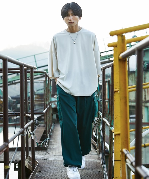 iisy（イージー）の「【 iisy 】エンブロイダリーワイドカットソー（Tシャツ/カットソー・メンズ・チャコールグレー/グリーン/ライトグリーン/ピンク/ブルー/オフホワイト/ライトグレー・S/M/L/XL）」の13枚目の写真