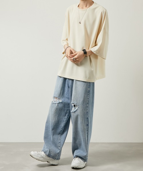 iisy（イージー）の「【 iisy 】エンブロイダリーワイドカットソー（Tシャツ/カットソー・メンズ・チャコールグレー/グリーン/ライトグリーン/ピンク/ブルー/オフホワイト/ライトグレー・S/M/L/XL）」の14枚目の写真