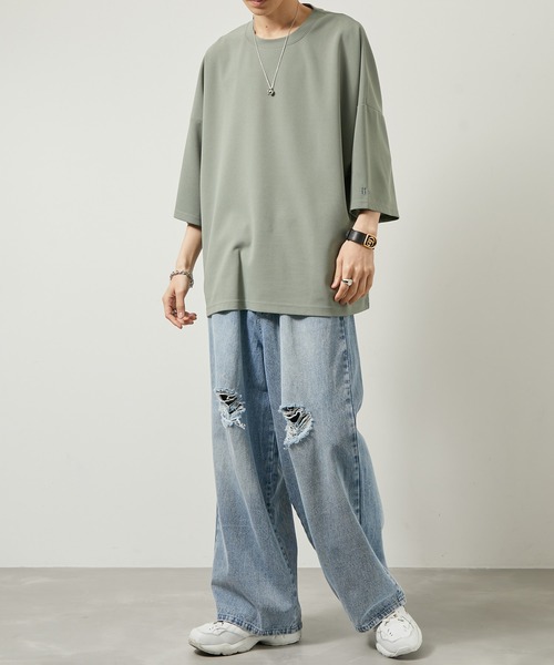 iisy（イージー）の「【 iisy 】エンブロイダリーワイドカットソー（Tシャツ/カットソー・メンズ・チャコールグレー/グリーン/ライトグリーン/ピンク/ブルー/オフホワイト/ライトグレー・S/M/L/XL）」の19枚目の写真